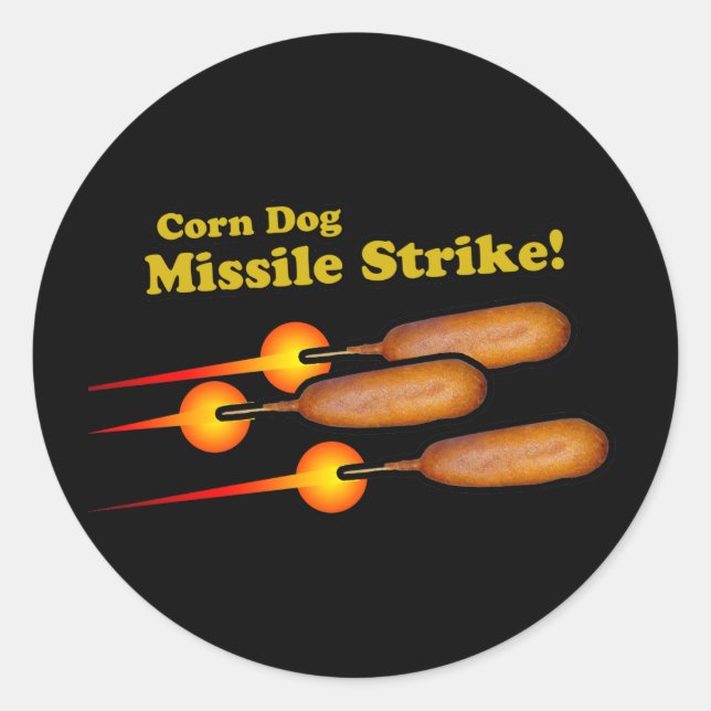Sticker Rond Grève de missiles de Chien de Corne (Devant)