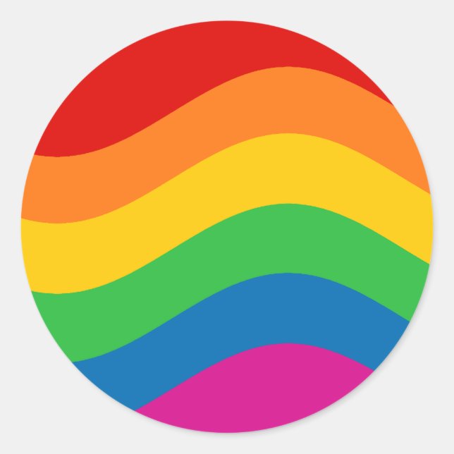 Sticker Rond Grèves arc-en-ciel ondulées (Devant)
