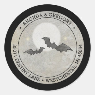 Sticker Rond Grey Bats Mariage Adresse ronde