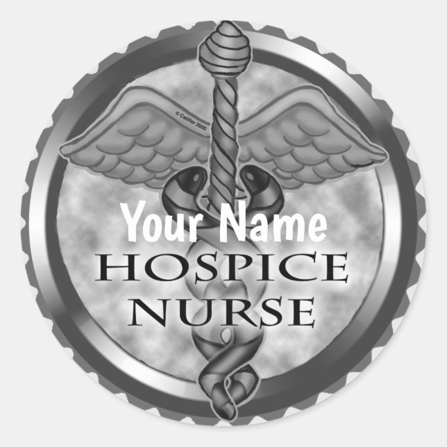 Sticker Rond Grey caduceus Hospice Nurice Nurice (Devant)