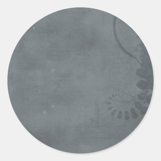 STICKER ROND GREY GRAY DISTRESSED TEXTURED BACGROUND FLORAL VI (Devant)