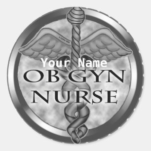 Sticker Rond Grey Obgyn Nurse nom personnalisé