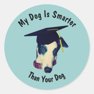 Sticker Rond Greyhound Mon chien plus intelligent que votre chi
