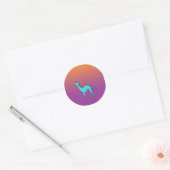 Sticker Rond Greyhound Whippet chien bleu orange violet ombre (Enveloppe)