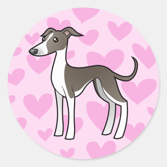 Sticker Rond Greyhound / Whippet / Grise italienne (Devant)