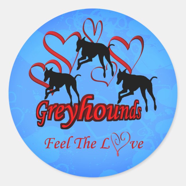Sticker Rond Greyhounds Coeurs Aimer Chien (Devant)