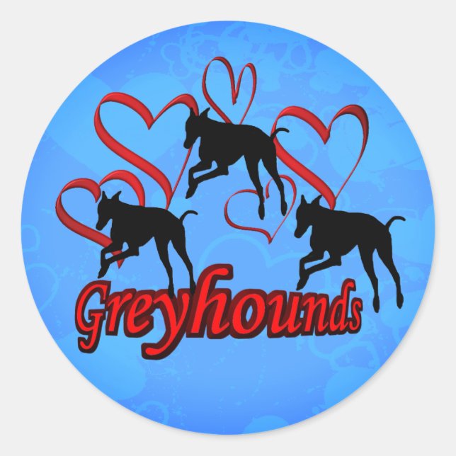 Sticker Rond Greyhounds Red Heart Chien (Devant)