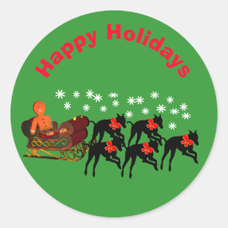 Sticker Rond Greyhounds Sleigh Noël