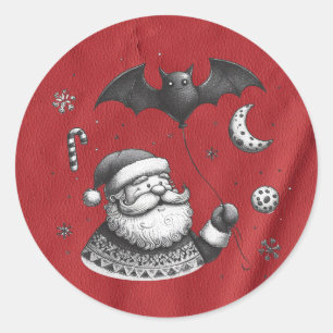 Sticker Rond Griffes du Père Noël Rouge