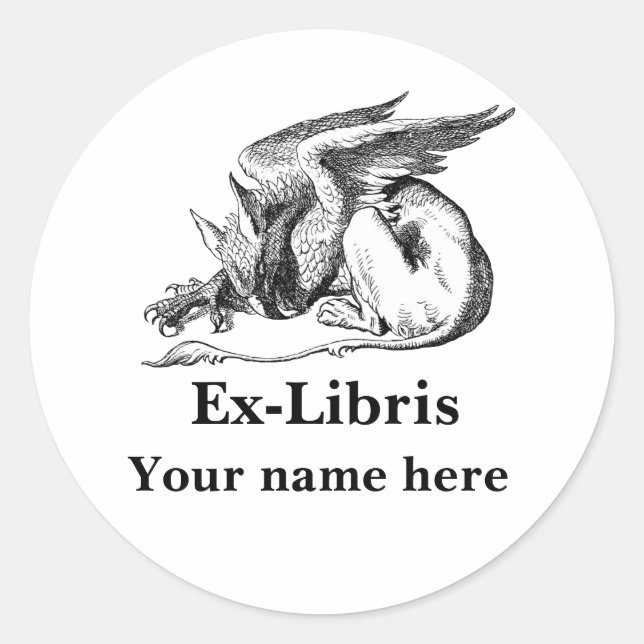 Sticker Rond Griffin Ex-libris (Devant)