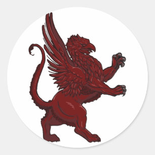 Sticker Rond Griffon rouge