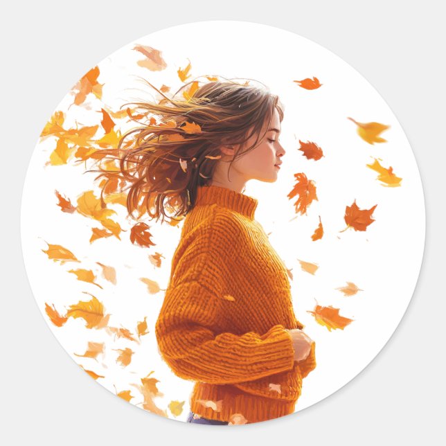 Sticker Rond Gril d'automne (Devant)
