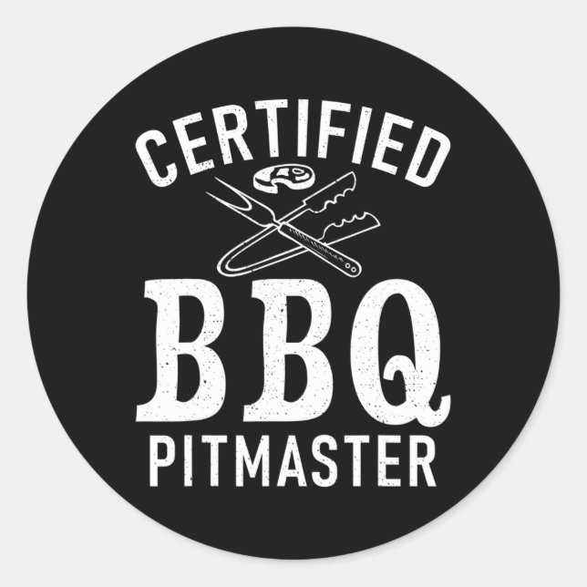 Sticker Rond Grill Barbecue Grillades Certifié Barbecue Pitmast (Devant)