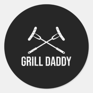 Sticker Rond Grill Daddy Funny Fête des pères Cadeau-grillfathe