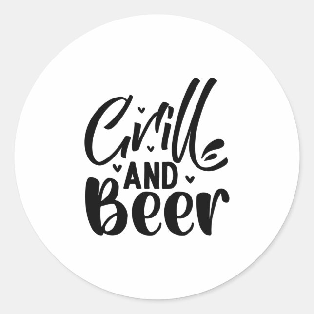 Sticker Rond Grill et bière (Devant)