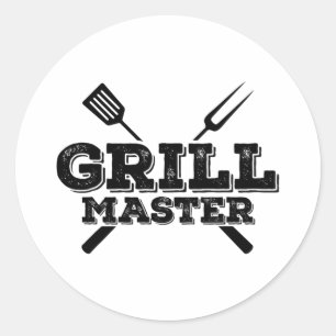 Sticker Rond Grill Master Grilling Byrbecue Bbq Smoker Graphism