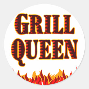 Sticker Rond Grill Queen Funny BBQ Dit