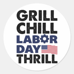Sticker Rond Grill USA Amérique Fête Jour de Travail Frisson BB