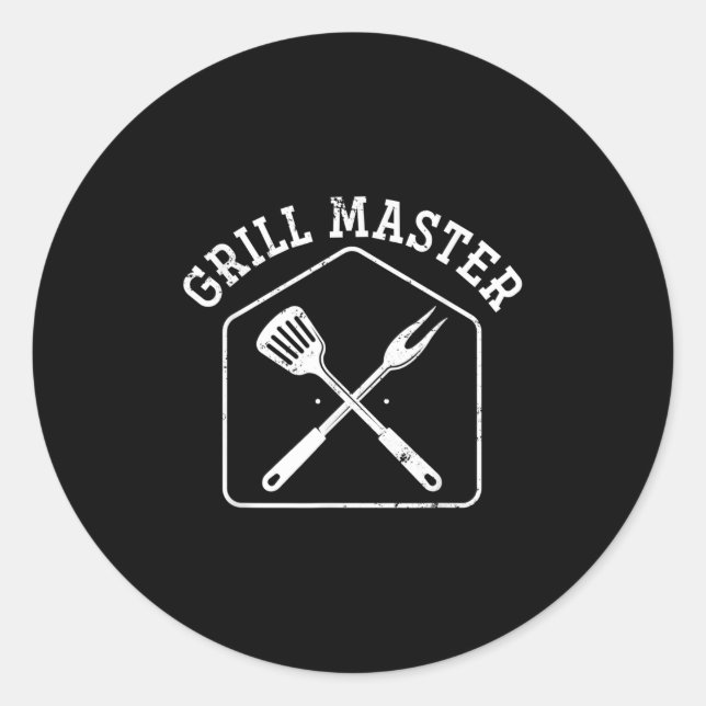 Sticker Rond Grillades amusantes Barbecue Chef Cadeau Steak Gri (Devant)