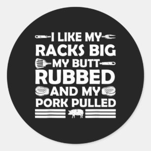 Sticker Rond Grillades cool Pour Hommes Femmes Fumée De Porc Fu