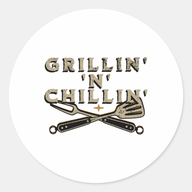Sticker Rond Grillades Et Fumeurs Grillin n'C (Devant)