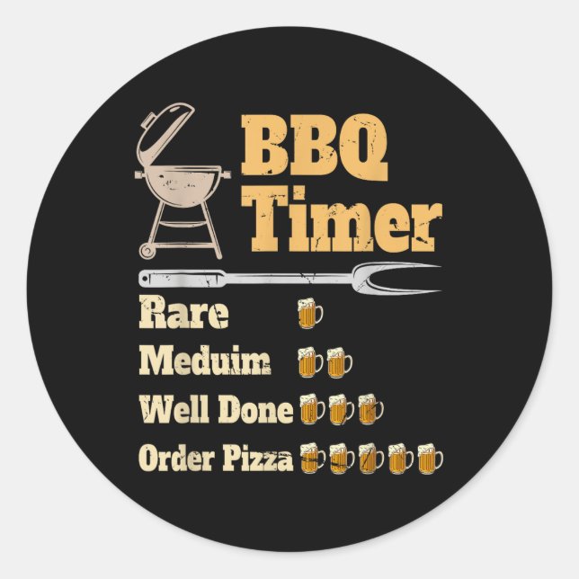 Sticker Rond Grillage amusant du minuteur Bbq (Devant)