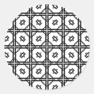Sticker Rond Grille géométrique double quadrillage noir blanc