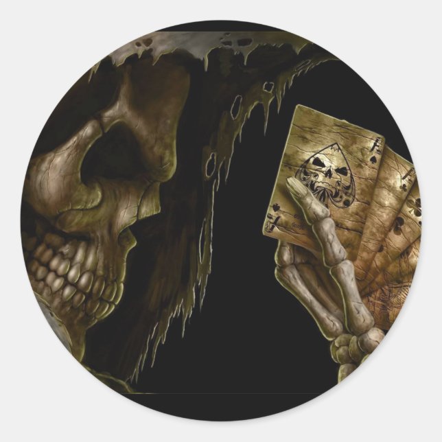 Sticker Rond Grille Lit Des Cartes Avec Main Gagnante (Devant)