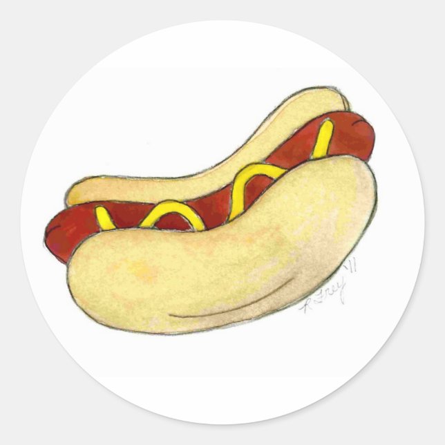 Sticker Rond Grillé Restauration rapide Hot Dog Mustard Relish  (Devant)