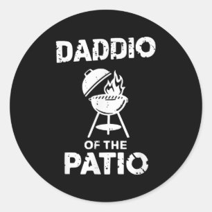 Sticker Rond Griller Funny Papa Bbq Fumeur Fumeur Porc Grill Ma