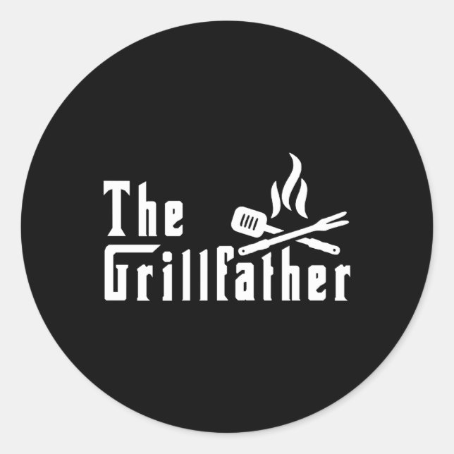 Sticker Rond Grillfather Barbeque Grilling Pour Papa Grand-Père (Devant)