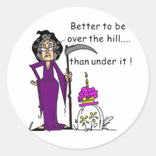 Sticker Rond Grim Reaper Humour d'anniversaire