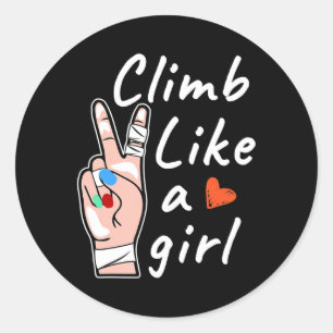 Sticker Rond Grimpe Comme Une Fille, Escalade De Bloc