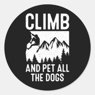 Sticker Rond Grimpe Tous Les Chiens De Montagne De Bouldering C
