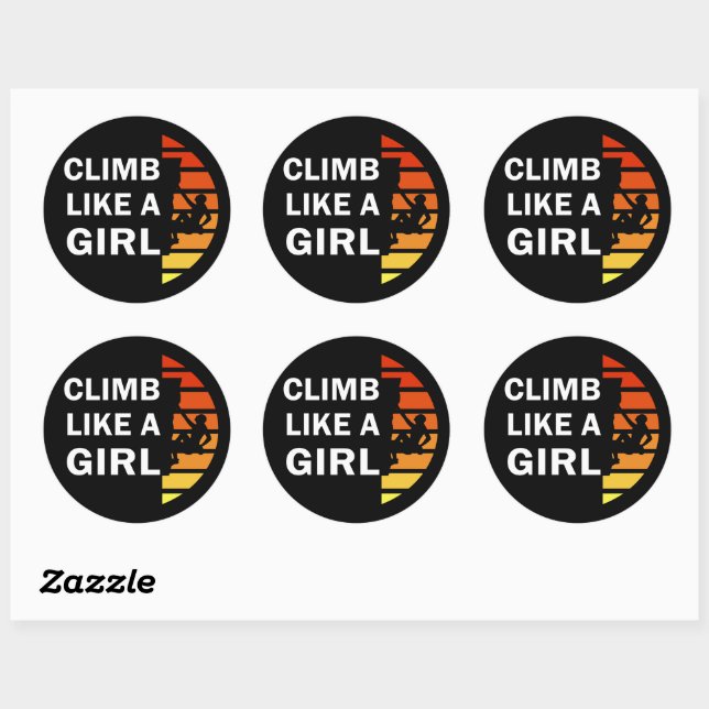 Sticker Rond Grimper comme une femme escalade rock (Feuille)