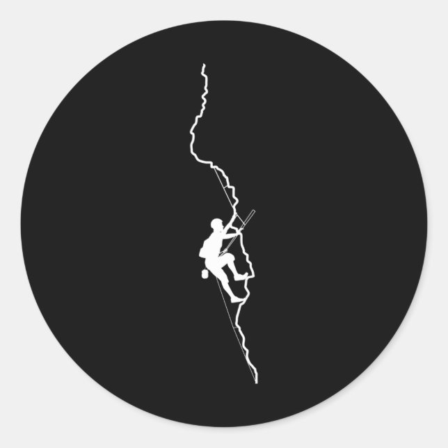 Sticker Rond Grimpeur Bloc Escalade Alpiniste Silhouette (Devant)