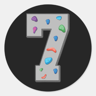 Sticker Rond Grimpeur de 7 ans Anniversaire Bloc Escalade R