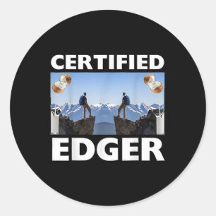 Sticker Rond Grimpeur de bordure certifié drôle étrangement spé