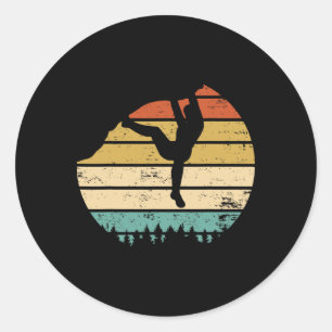 Sticker Rond Grimpeur de Montagne d'Escalade de Roche Vintage R
