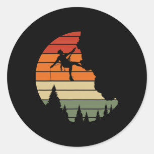 Sticker Rond Grimpeur de Montagne Escalade de Roche de Falaises