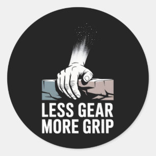 Sticker Rond Grimpeur de Roche Minimaliste Moins d'Équipement P