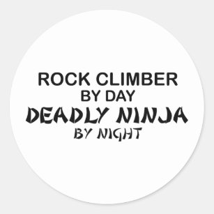 Sticker Rond Grimpeur de roche Ninja mortel par nuit