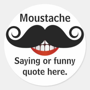 Sticker Rond Grin de moustache bouclés et texte personnalisable