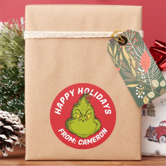 Sticker Rond Grinch Classique | Joyeux Noël (vacances)