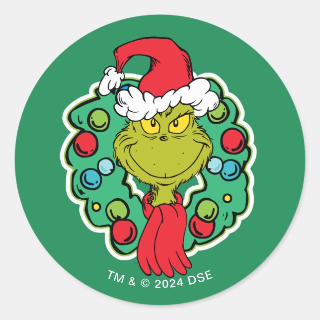 Sticker Rond Grinch | Couronne de Noël (Devant)