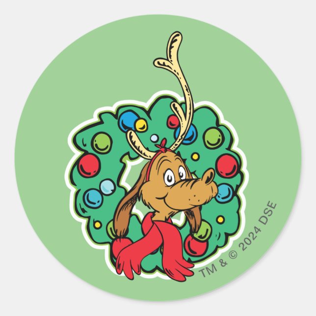 Sticker Rond Grinch | Couronne de Noël de Max (Devant)