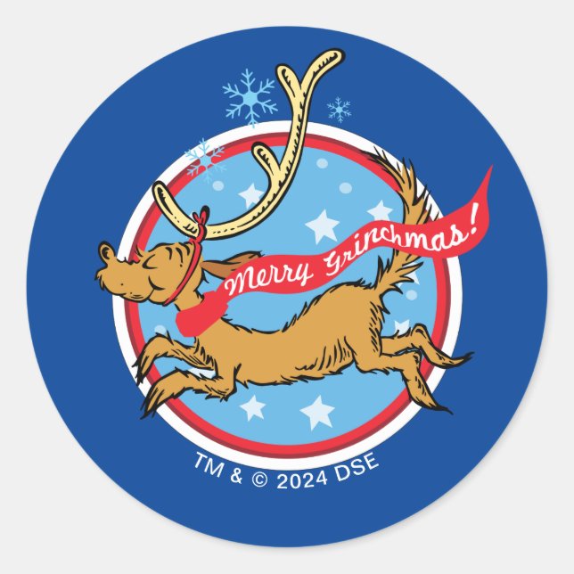 Sticker Rond Grinch | Joyeux Grinchmas, Max ! (Devant)