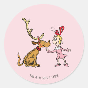 Sticker Rond Grinch Max & Cindy Lou Who