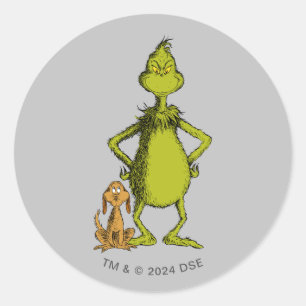 Sticker Rond Grinch Max & Grinch posture