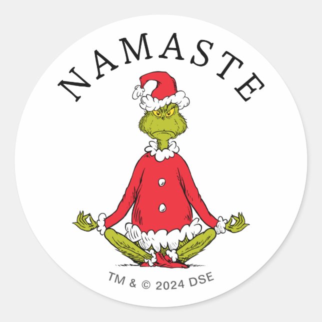 Sticker Rond Grinch | Namaste Père Noël (Devant)